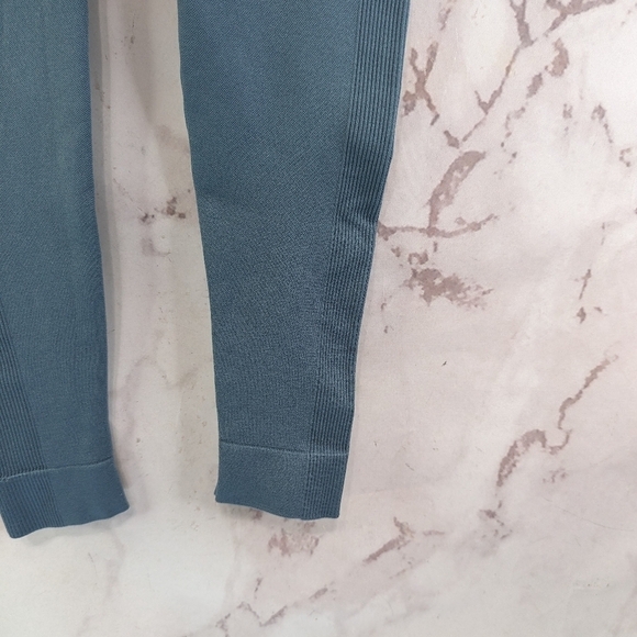 Set Active Leggings Womens XS Blue Seamless Crop Ankle High Rise Ribbed - Picture 4 of 12